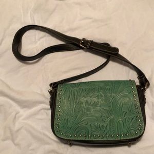 Cute hand tool leather top hand bag with adjustable strap